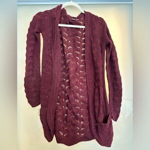 TWIK scallop knit crimson cardigan